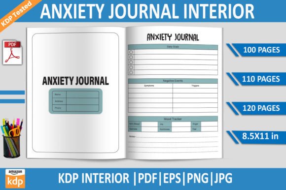 Download Anxiety Journal | KDP Interior Template - Anxiety journal Collection