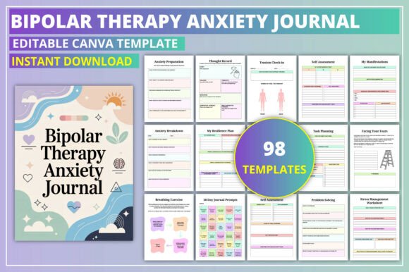 Download Editable Bipolar Therapy Anxiety Journal - Anxiety journal Collection